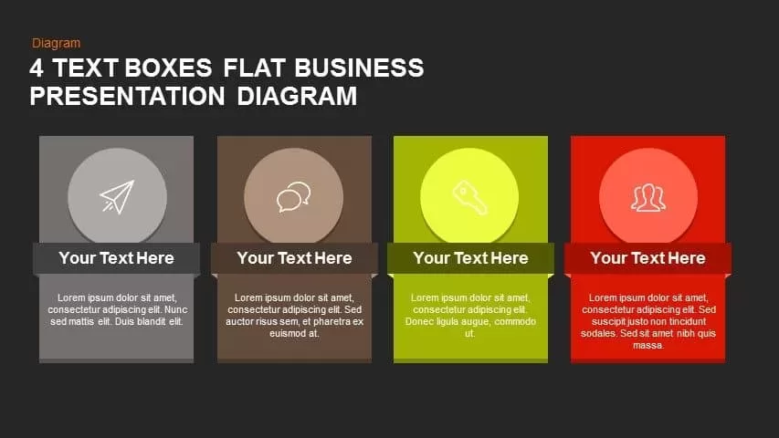 4 Text Boxes Flat Business Presentation Diagram