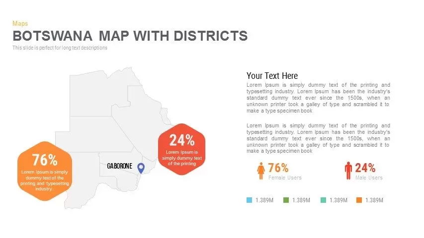 Botswana Map With districts Powerpoint and Keynote template