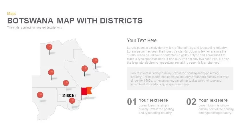 Botswana Map With districts Powerpoint and Keynote template