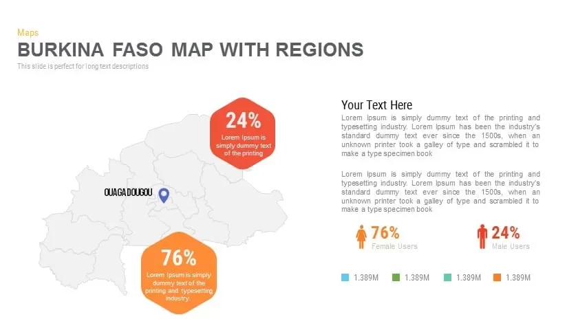 Burkina Faso Map With regions Powerpoint and Keynote template