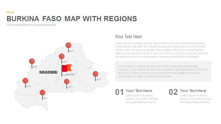 Burkina Faso Map With regions Powerpoint and Keynote template