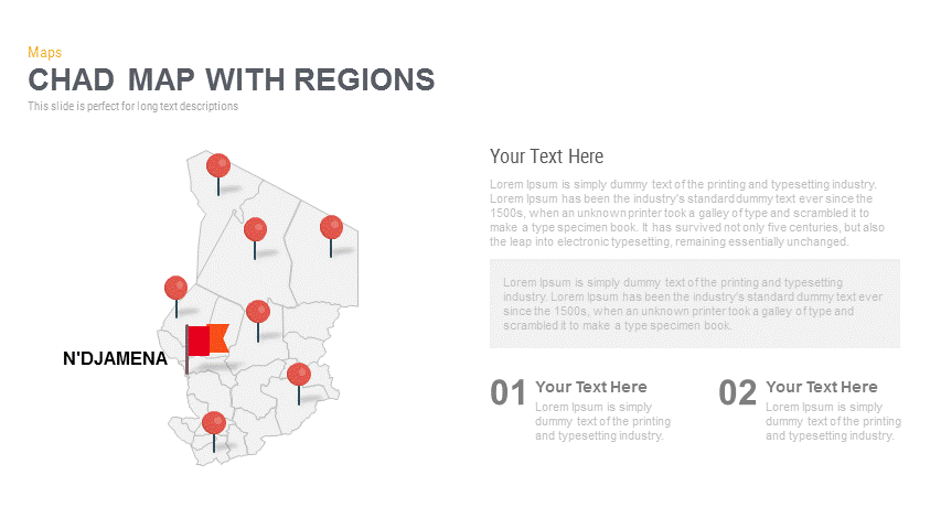 Chad Map With regions Powerpoint and Keynote template