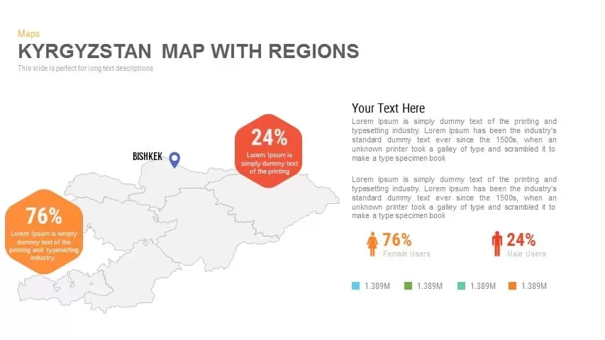 Kyrgyzstan Map With regions Powerpoint and Keynote template