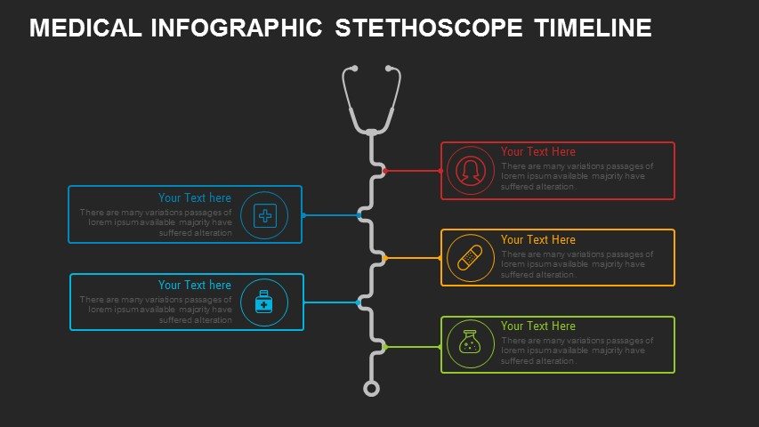 Medical Infographic Stethoscope Timeline Powerpoint and Keynote template