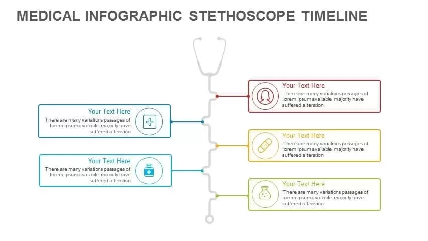 Infographic Timeline Medical Stethoscope PowerPoint Template and Keynote Slide