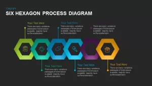 Six Hexagon Process Diagram Powerpoint and Keynote template