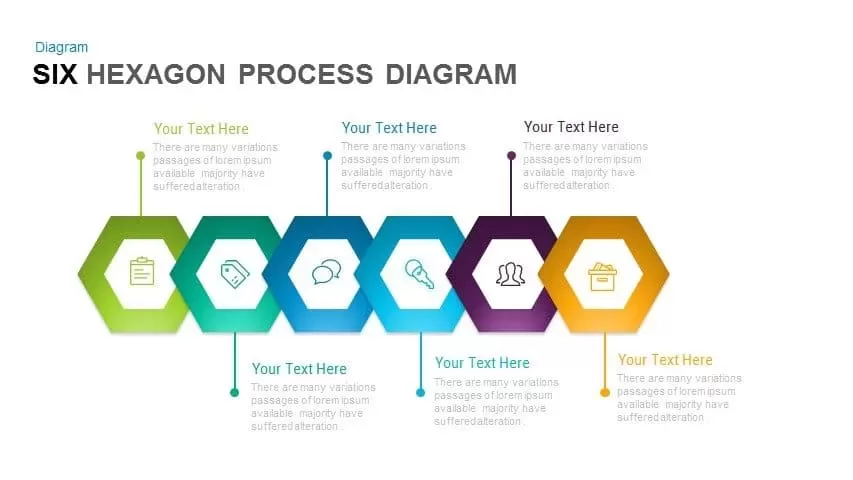 6 Hexagon Process Diagram PowerPoint Template