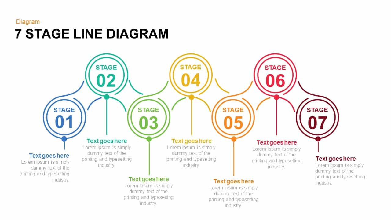 7 and 6 stage line diagram PowerPoint template and keynote