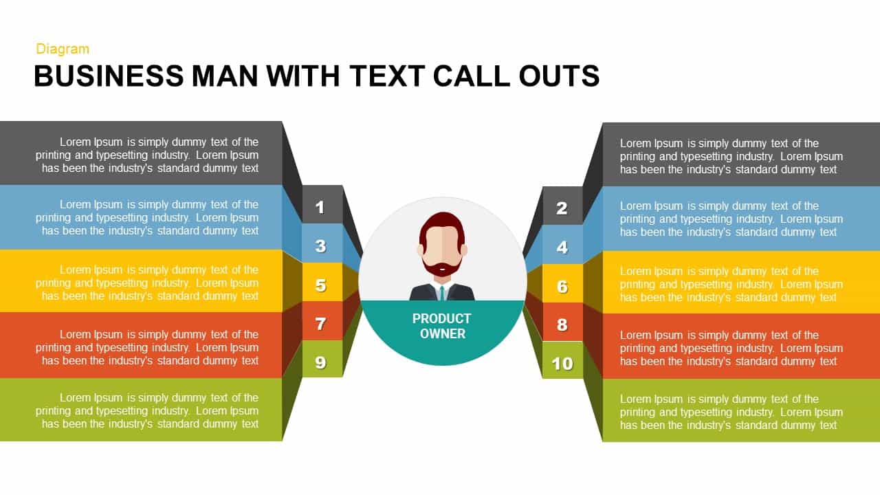 Businessman with Text Callouts PowerPoint Template