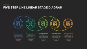 Five Step Line Linear Stage Diagram Powerpoint and Keynote