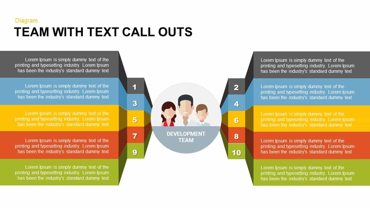 Team with Text Call Outs Powerpoint and Keynote template