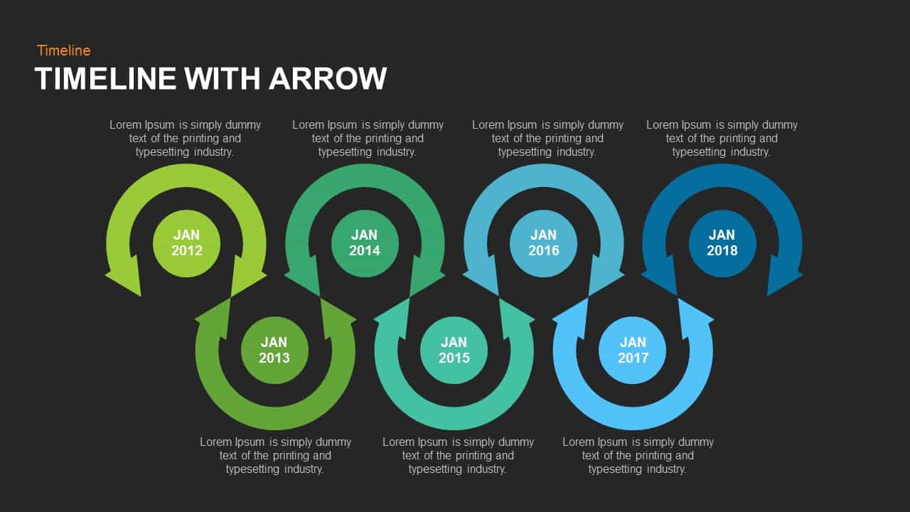 Timeline arrow PowerPoint template and keynote