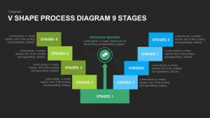 V Shape Process Diagram 9 Stages Powerpoint and Keynote template