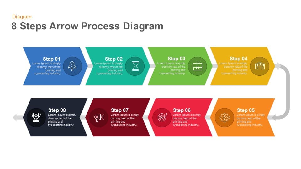 8 Steps Arrow Process Diagram PowerPoint Template