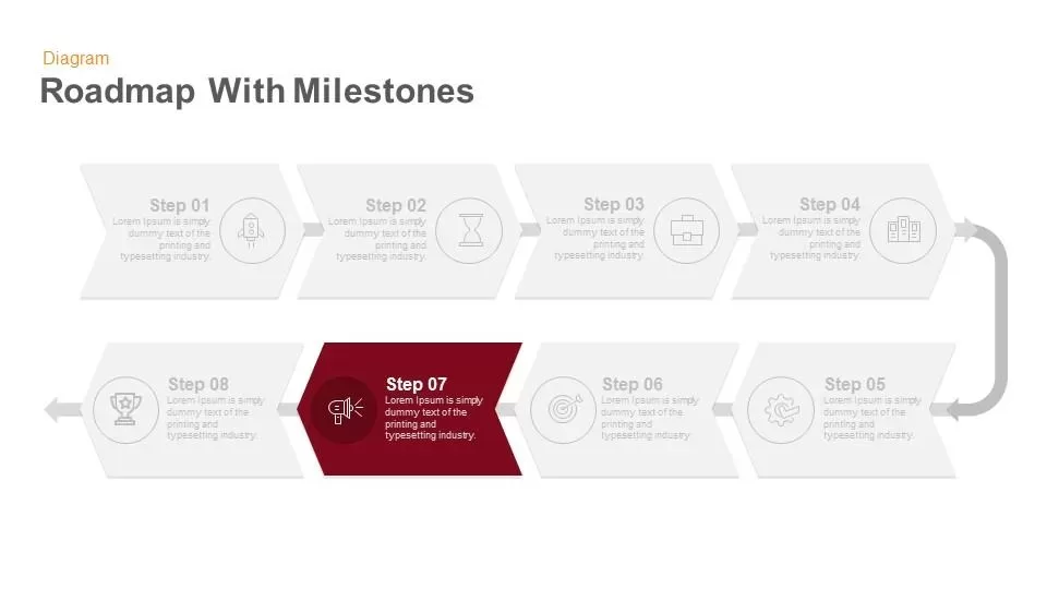 8 steps arrow flow powerpoint template