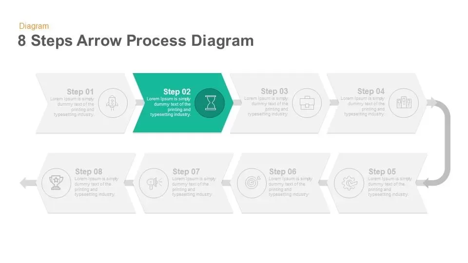 8 steps arrow flow powerpoint template