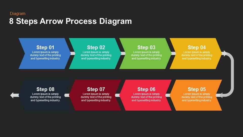 8 Steps Arrow Process Diagram Powerpoint Template And Keynote Slide 4732