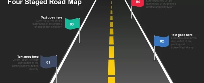 4 Staged roadmap Powerpoint template and keynote