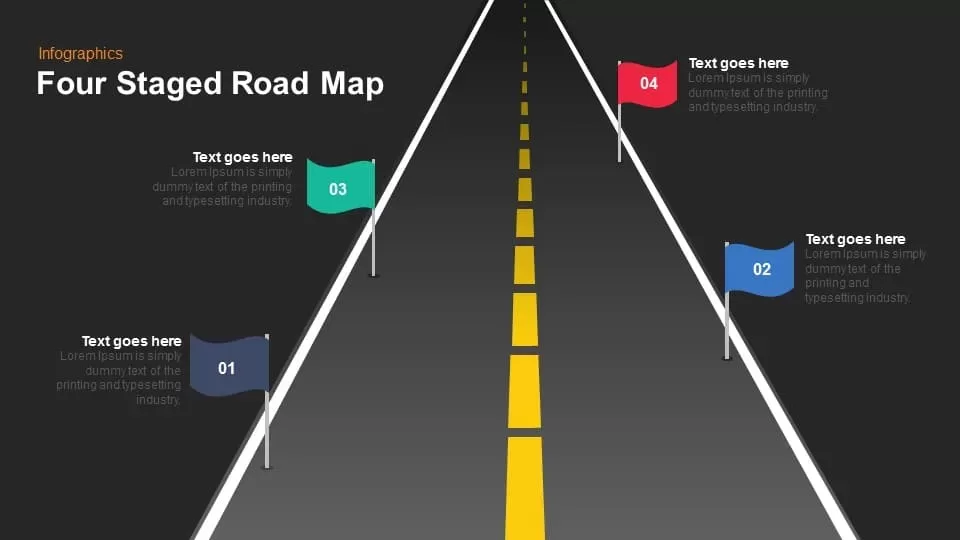 4 Staged Roadmap PowerPoint Template and Keynote