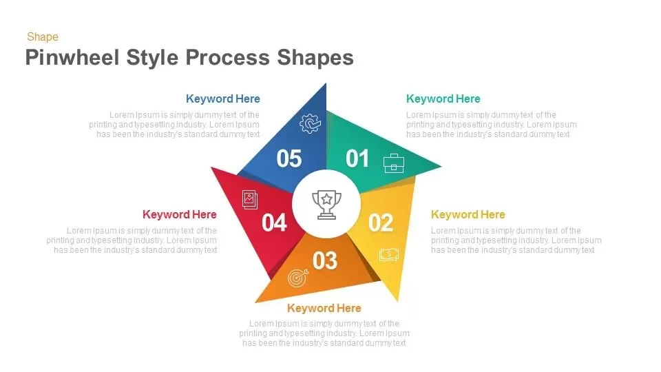 Pinwheel Style Process Shapes for PowerPoint & Keynote