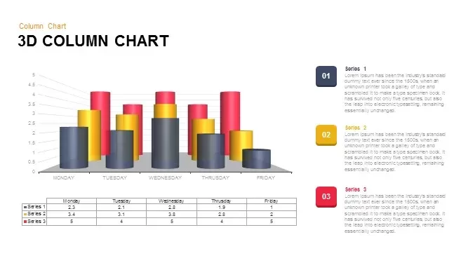 3D Column Chart Powerpoint Template