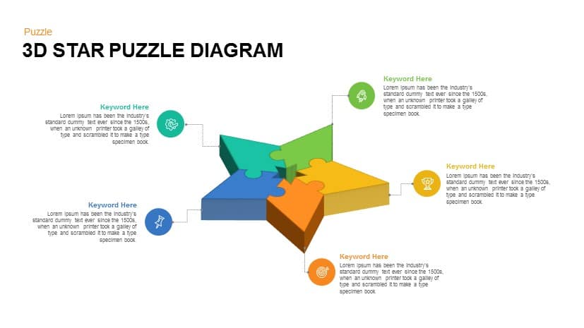 3D Star Puzzle Diagram PowerPoint Template