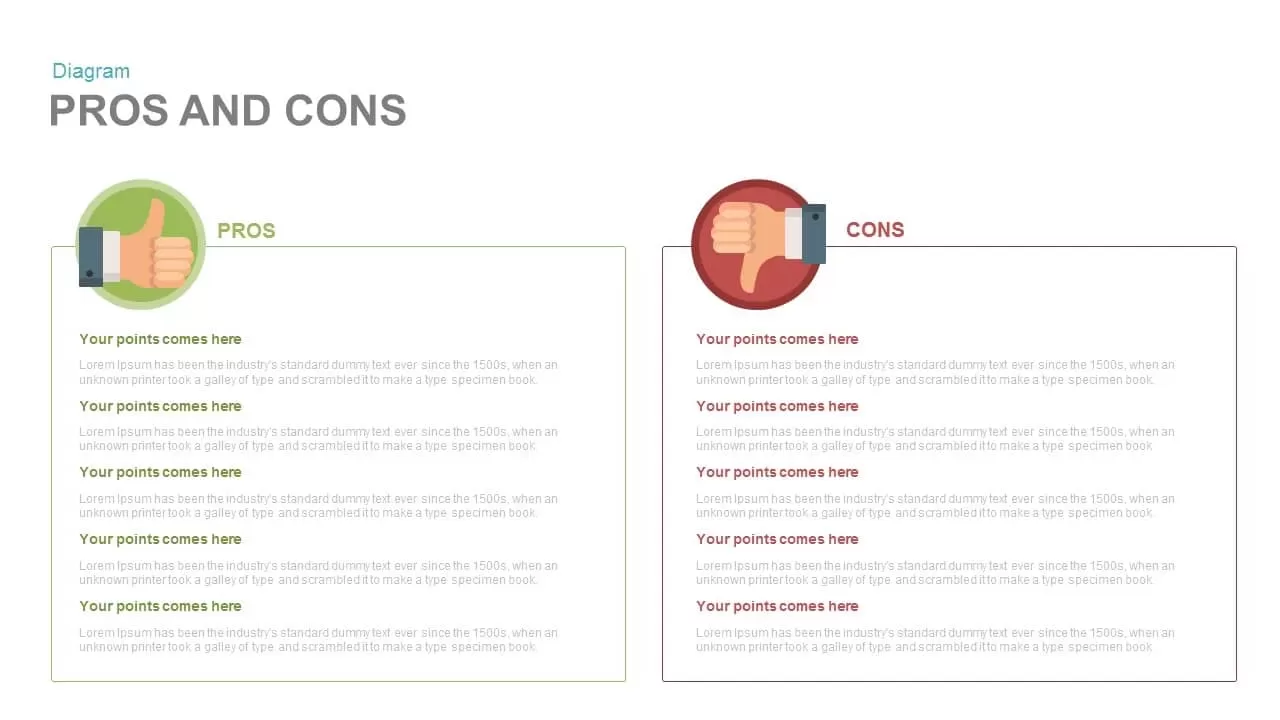 Pros and cons PowerPoint template and keynote