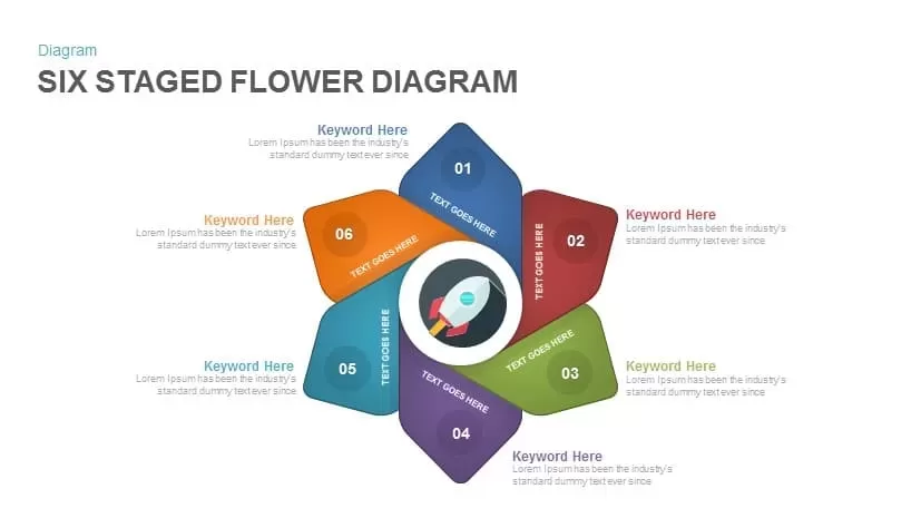 6 staged flower diagram PowerPoint template and keynote