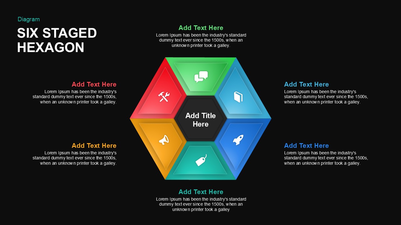 Six Staged Hexagon PowerPoint and Keynote Template ppt