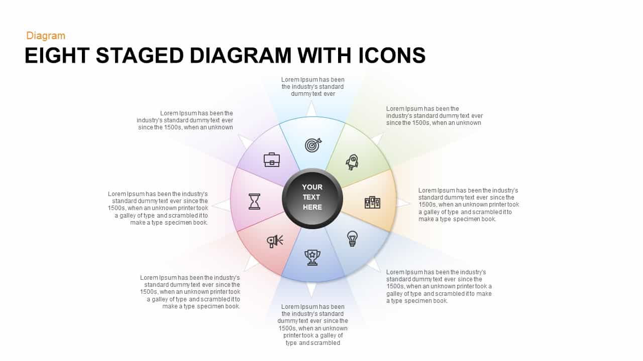 Eight Staged Diagram with Icons Free PowerPoint Template