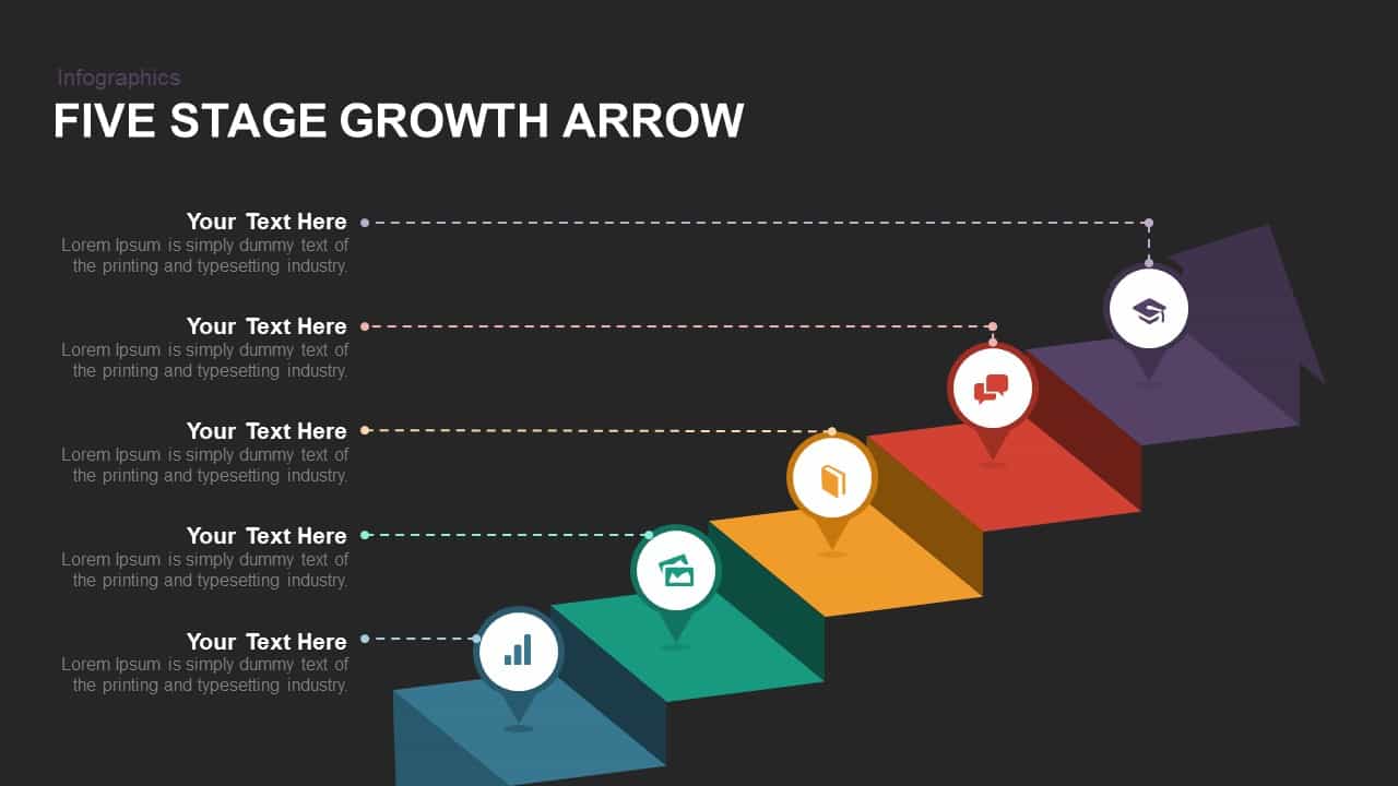 5 Stage Growth Arrow Powerpoint Template And Keynote Slide 5478