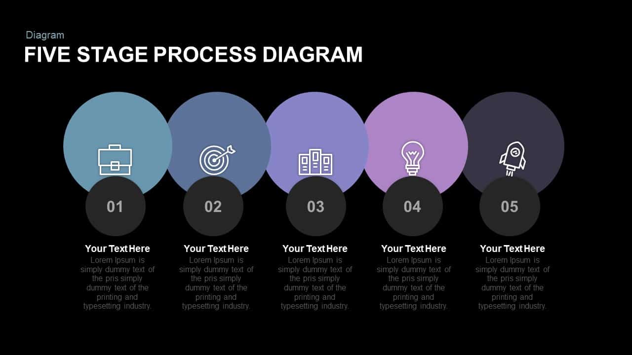 5 Stage Free Process Diagram Powerpoint Template And Keynote 5340