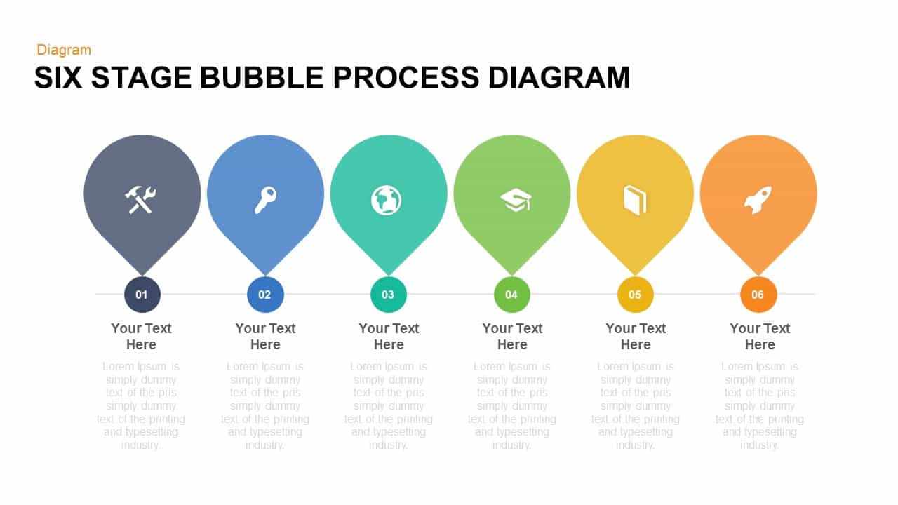 Six Stage Bubble Process Diagram Free Powerpoint And Keynote Template 