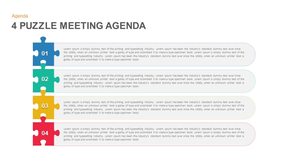4 Puzzle Meeting Agenda Powerpoint Template And Keynote
