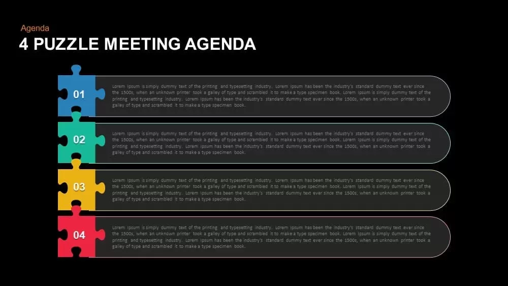 4 Puzzle Meeting Agenda Powerpoint and Keynote template