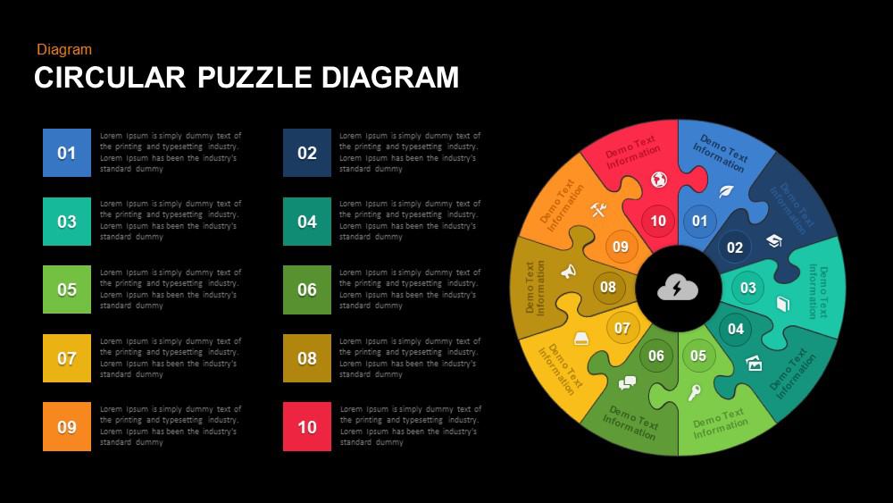 Circular Puzzle Diagram PowerPoint template