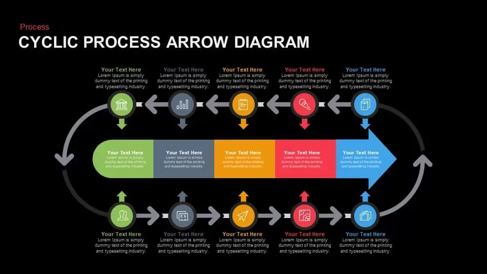 Cyclic Process Arrow Diagram Powerpoint and Keynote template