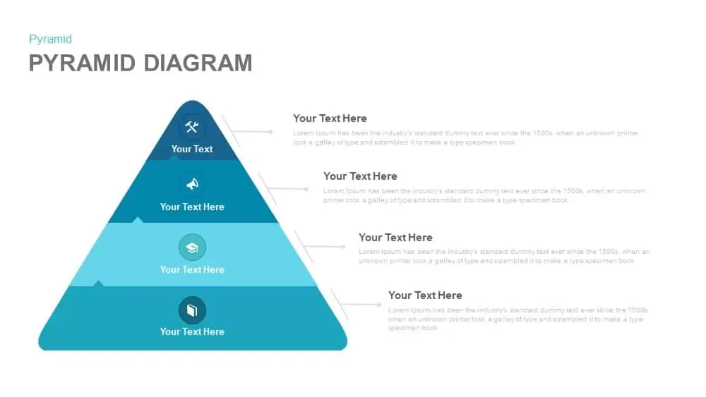 4 stage pyramid diagram template for PowerPoint and keynote