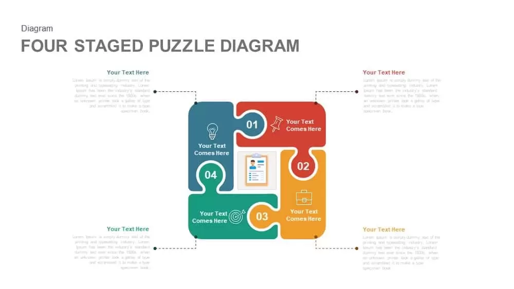 4 Staged PowerPoint Puzzle Diagram Template and Keynote Slide