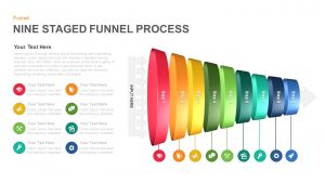 Nine Staged Process Funnel Powerpoint Template