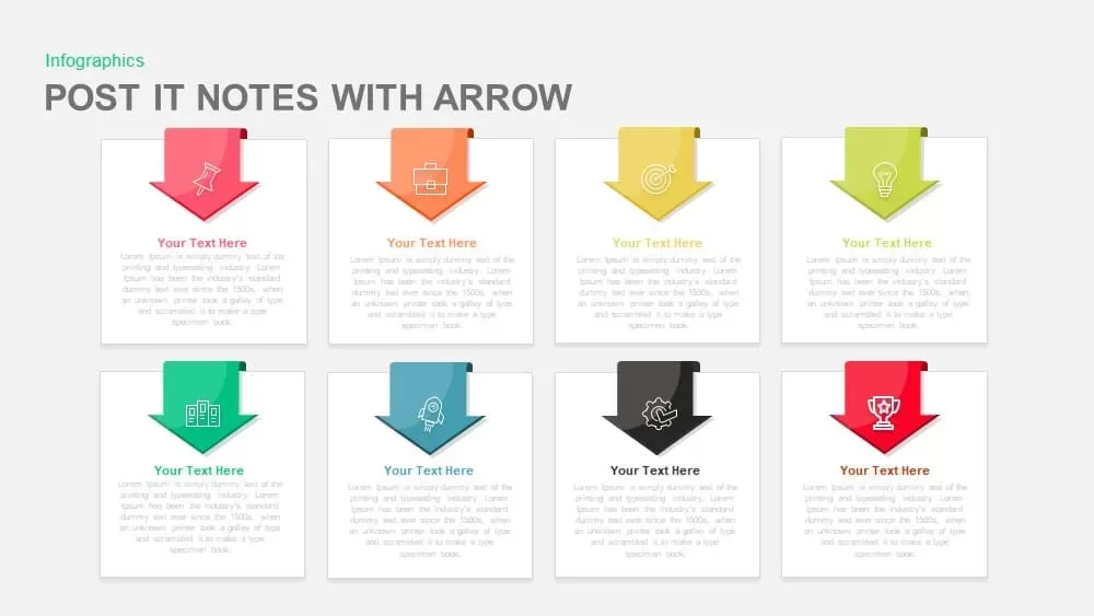 Post It Note PowerPoint Template with Arrow