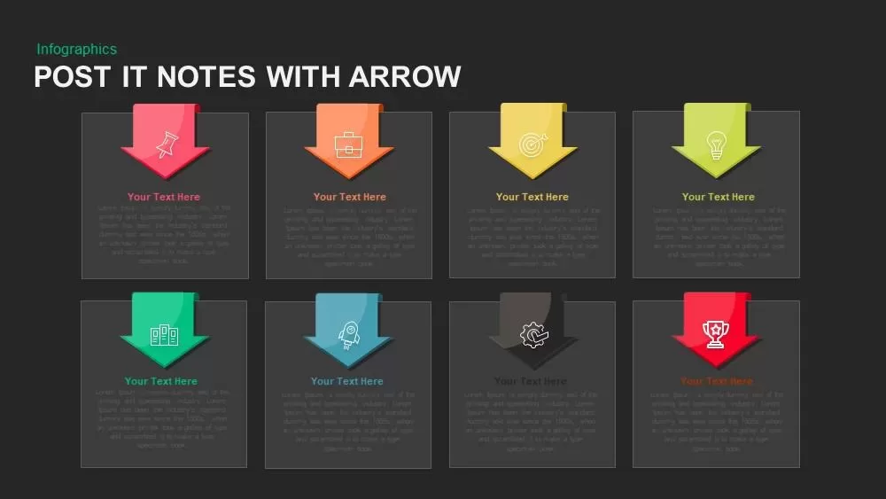 Post It Notes with Arrow Powerpoint and Keynote template