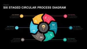 Six Staged Circular Process Diagram Powerpoint and Keynote template