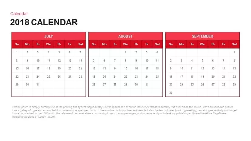 2018 Calendar Powerpoint and Keynote template