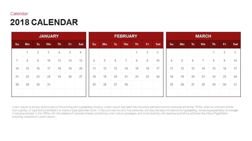 2018 Calendar Powerpoint and Keynote template
