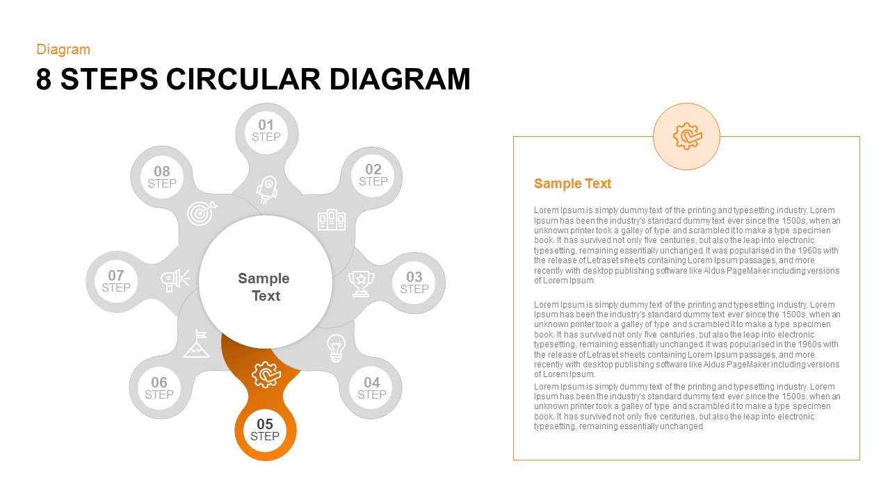 8 Steps Circular Diagram PowerPoint Template and Keynote Slide Fifth Step