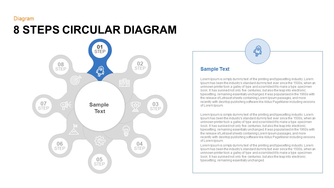 8 Steps Circular Diagram PowerPoint Template and Keynote Slide First Step