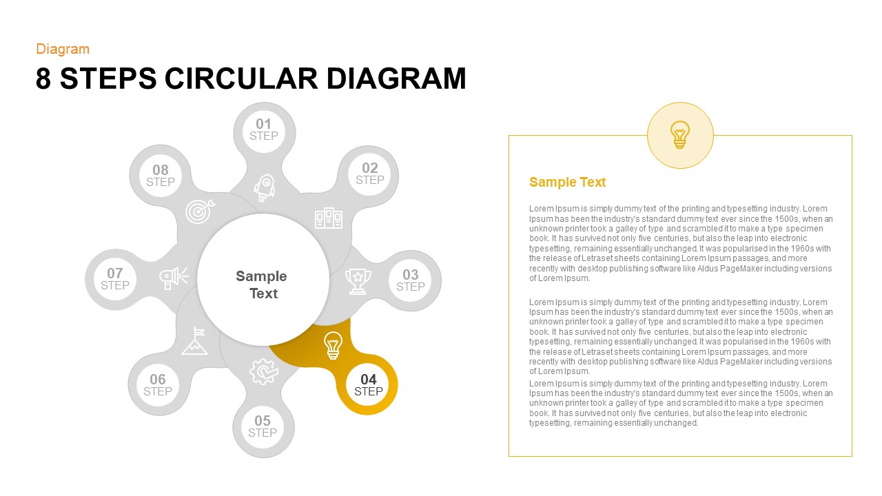 8 Steps Circular Diagram PowerPoint Template and Keynote Slide Fourth Step