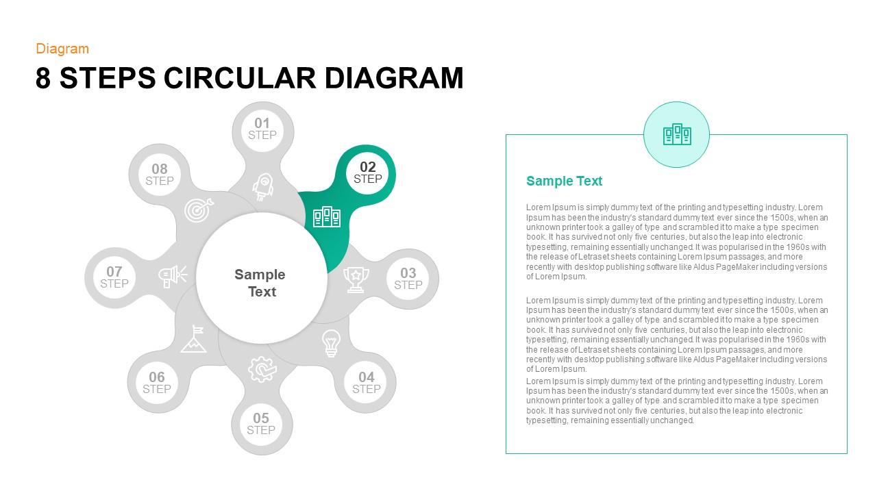 8 Steps Circular Diagram PowerPoint Template and Keynote Slide Second Step