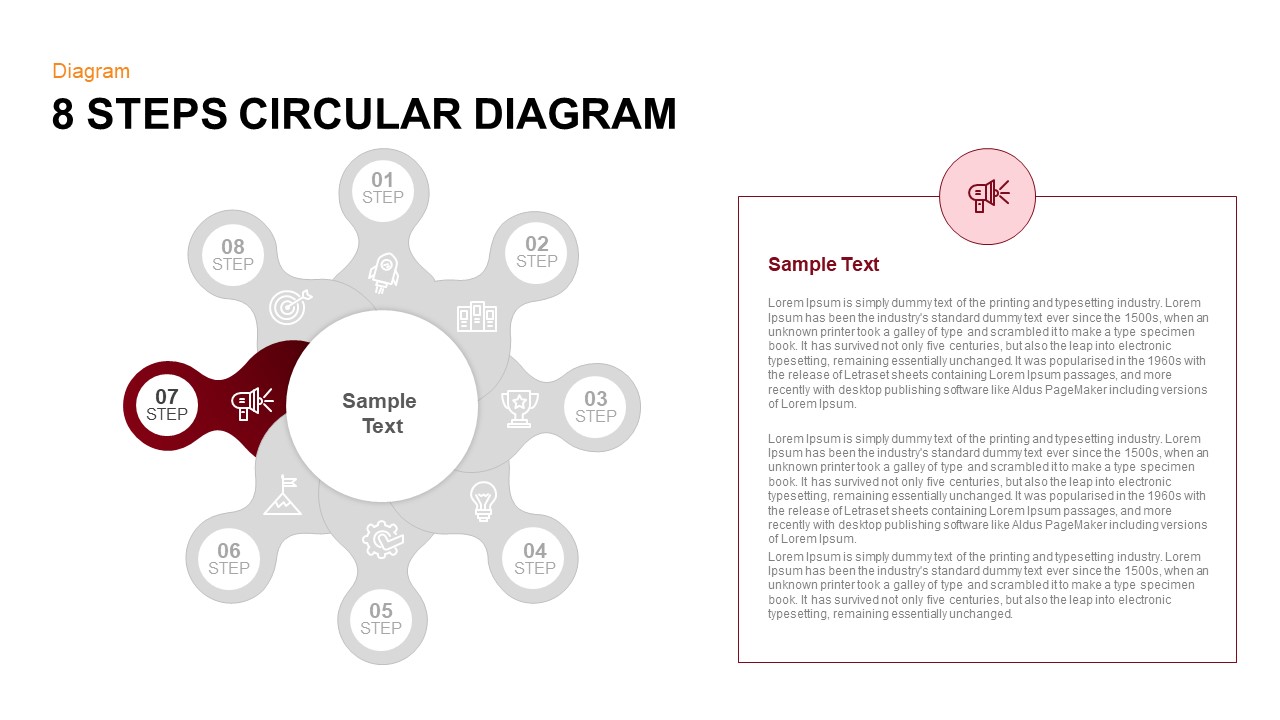 8 Steps Circular Diagram PowerPoint Template and Keynote Slide Seventh Step